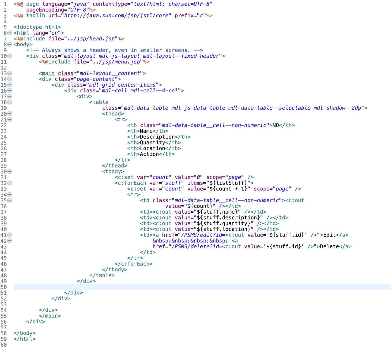 StuffList.JSP File Image