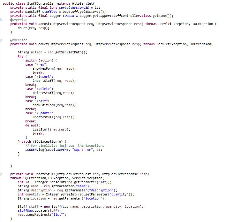Controller Servlet Class Image 1